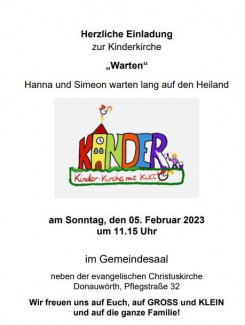 Plakat Einladung zur Kinderkirche am 5. Februar
