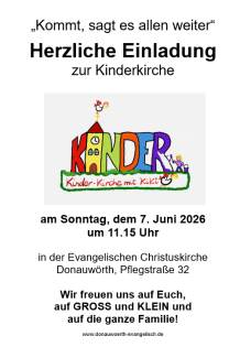 Kinderkirche am 7. Juni in der Christuskirche Donauwörth
